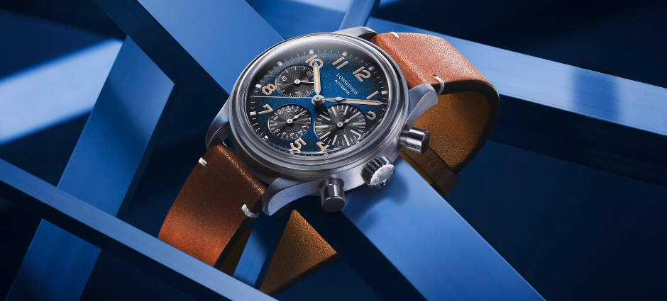 Longines Avigation BigEye di Hiasi Titanium dan Dial Biru